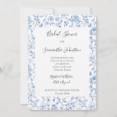 Invitation Mariage Romantique Fleurs Blanches et Bleues (Devant)