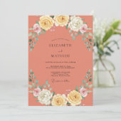 Invitation Mariage Romantique Floraison de Corail (Debout devant)