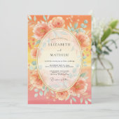 Invitation Mariage Romantique Floraison de Corail (Debout devant)
