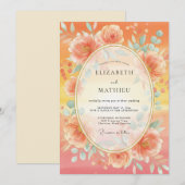 Invitation Mariage Romantique Floraison de Corail (Devant / Derrière)