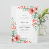 Invitation Mariage Romantique Floraison de Corail (Debout devant)