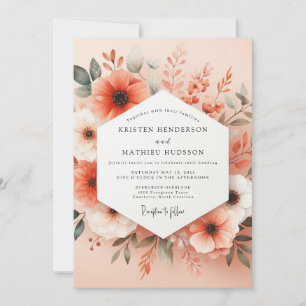 Invitation Mariage Romantique Floraison de Corail