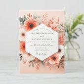 Invitation Mariage Romantique Floraison de Corail (Debout devant)