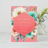 Invitation Mariage Romantique Floraison de Corail (Debout devant)