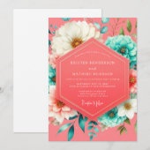 Invitation Mariage Romantique Floraison de Corail (Devant / Derrière)