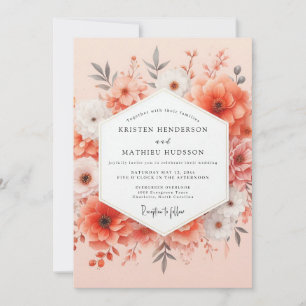 Invitation Mariage Romantique Floraison de Corail