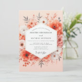 Invitation Mariage Romantique Floraison de Corail (Debout devant)