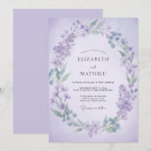 Invitation Mariage Romantique Floraison de Lavande (Devant / Derrière)