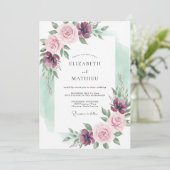 Invitation Mariage Romantique Floraison Mauve (Debout devant)