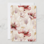 Invitation Mariage romantique floral à la crème de Bourgogne (Dos)