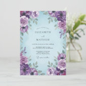Invitation Mariage Romantique Floral Améthyste (Debout devant)