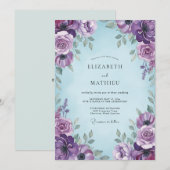 Invitation Mariage Romantique Floral Améthyste (Devant / Derrière)