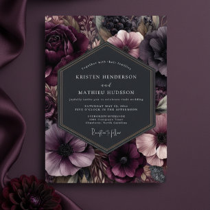 Invitation Mariage Romantique Floral aux Tons de Prune