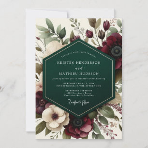 Invitation Mariage romantique floral burgundy