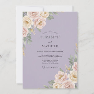 Invitation Mariage Romantique Floral Éthéré Lavande