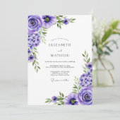 Invitation Mariage Romantique Floral Lavande (Debout devant)
