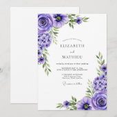 Invitation Mariage Romantique Floral Lavande (Devant / Derrière)