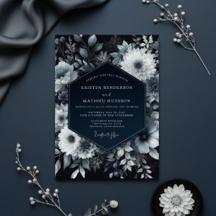 Invitation Mariage Romantique Floral Navy Humeur