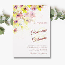 Mariage romantique floral pastel Pensée pêche jaun
