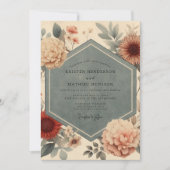 Invitation Mariage Romantique Floral Pêche (Devant)