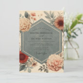 Invitation Mariage Romantique Floral Pêche (Debout devant)