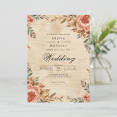 Invitation Mariage romantique Floral Rustic (Debout devant)