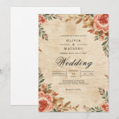 Invitation Mariage romantique Floral Rustic (Devant / Derrière)