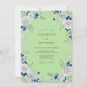 Invitation Mariage Romantique Floral Vert Citron