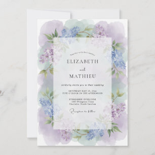 Invitation Mariage Romantique Floral Violet Lavande