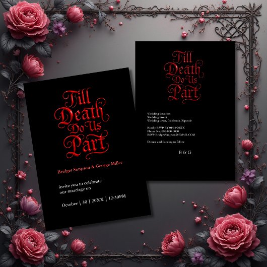 Invitation Mariage romantique foncé - Jusqu'à la mort