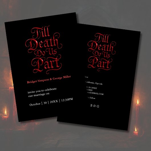 Invitation Mariage romantique foncé - Jusqu'à la mort