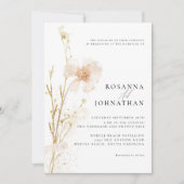Invitation Mariage Romantique Gold & Blush Pressé Fleurs (Devant)