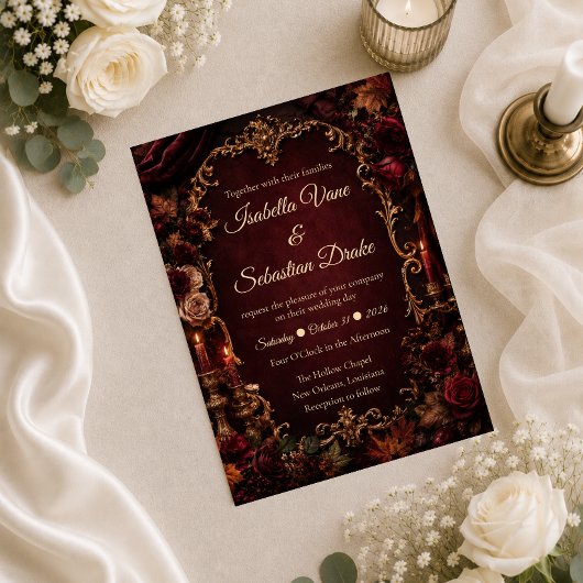 Invitation Mariage Romantique Gothique d'Automne