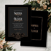 Invitation Mariage romantique gothique noir foncé