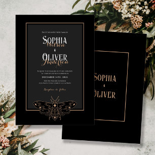 Invitation Mariage romantique gothique noir foncé