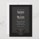 Invitation Mariage romantique gothique noir foncé (Devant)