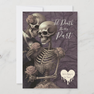 Invitation Mariage romantique gothique squelette   'Jusqu'à l