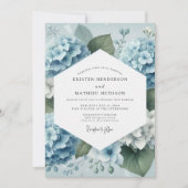 Invitation Mariage Romantique Hydrangea Bleu Poussiéreux (Devant)
