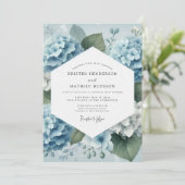 Invitation Mariage Romantique Hydrangea Bleu Poussiéreux (Debout devant)