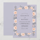 Invitation Mariage Romantique Impressionniste Lilas (Devant / Derrière)