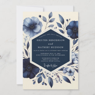 Invitation Mariage Romantique Indigo Bloom