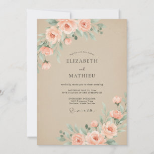 Invitation Mariage Romantique Intemporel Champagne