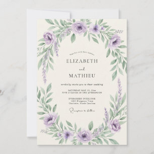 Invitation Mariage Romantique Lavande Aérien