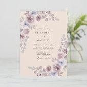 Invitation Mariage Romantique Lavande Pristine (Debout devant)
