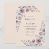 Invitation Mariage Romantique Lavande Pristine (Devant / Derrière)