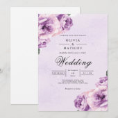 Invitation Mariage romantique Lavender Blossom (Devant / Derrière)