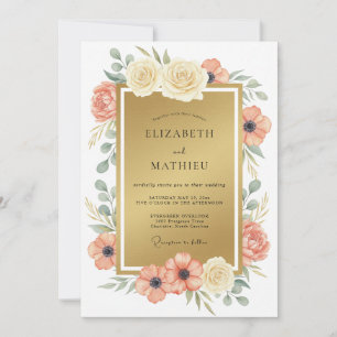 Invitation Mariage Romantique Luxe Or