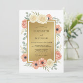 Invitation Mariage Romantique Luxe Or (Debout devant)