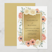 Invitation Mariage Romantique Luxe Or (Devant / Derrière)