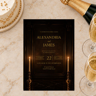 Invitation Mariage Romantique Luxueux à la Lumière des Chande